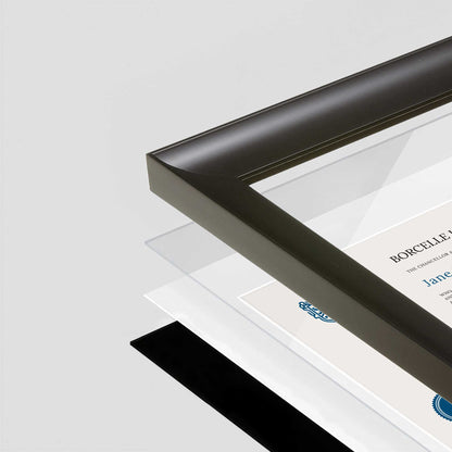 Satin Black FAMILY Wall Frame corner Close up with layers broken out