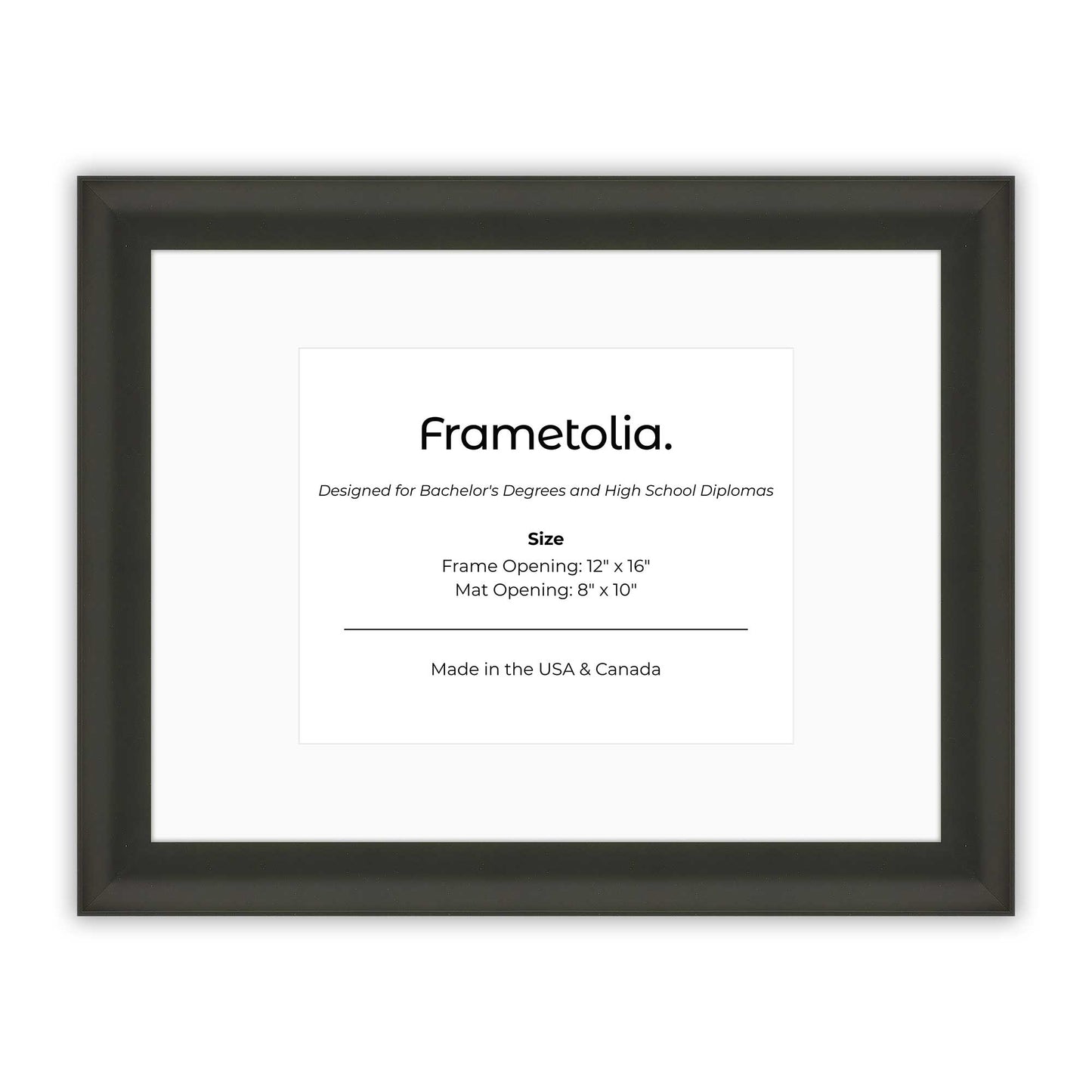 12" x 16" Satin Black FAMILY  Diploma Frame with Mat - 8 x 10 opening