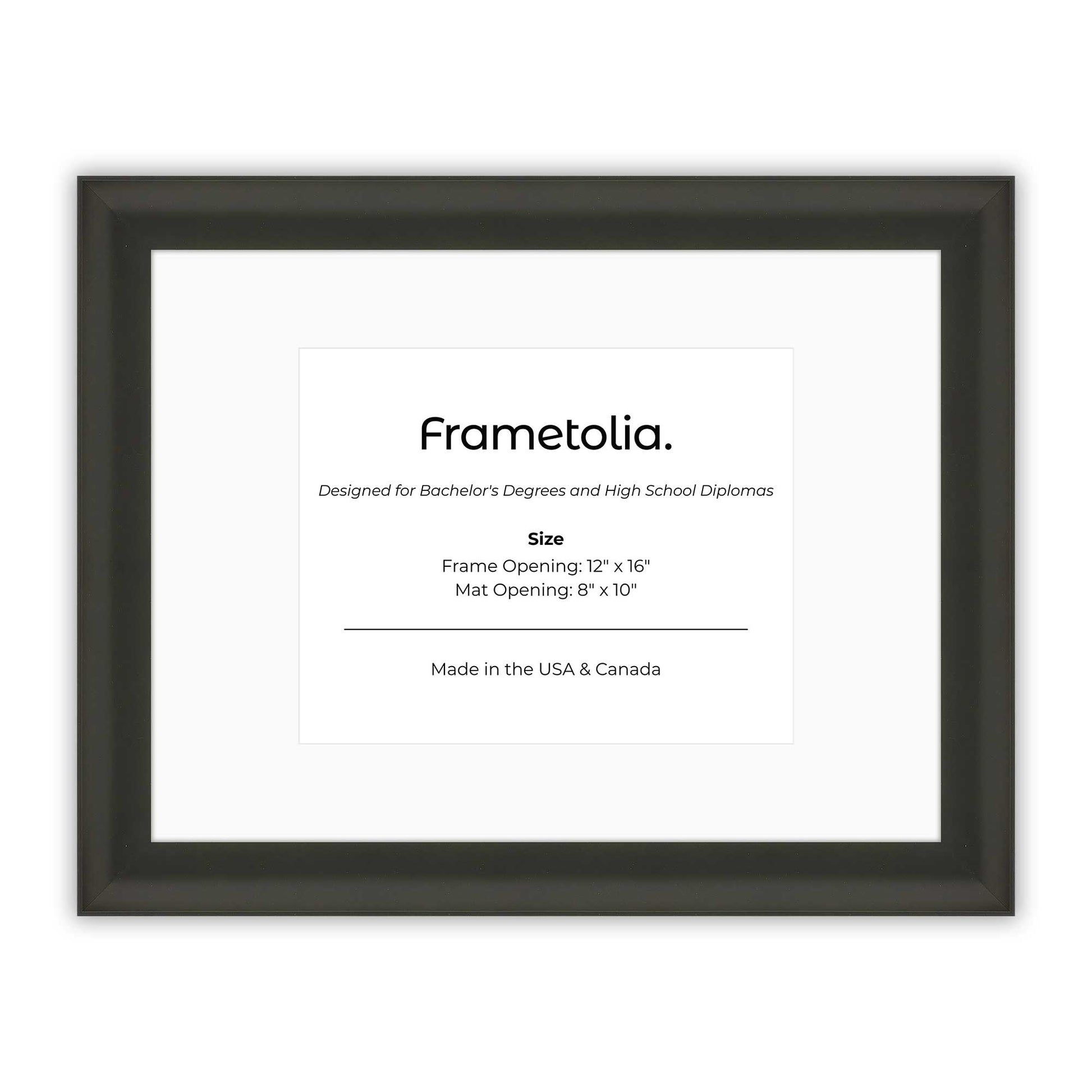 12" x 16" Satin Black FAMILY  Diploma Frame with Mat - 8 x 10 opening