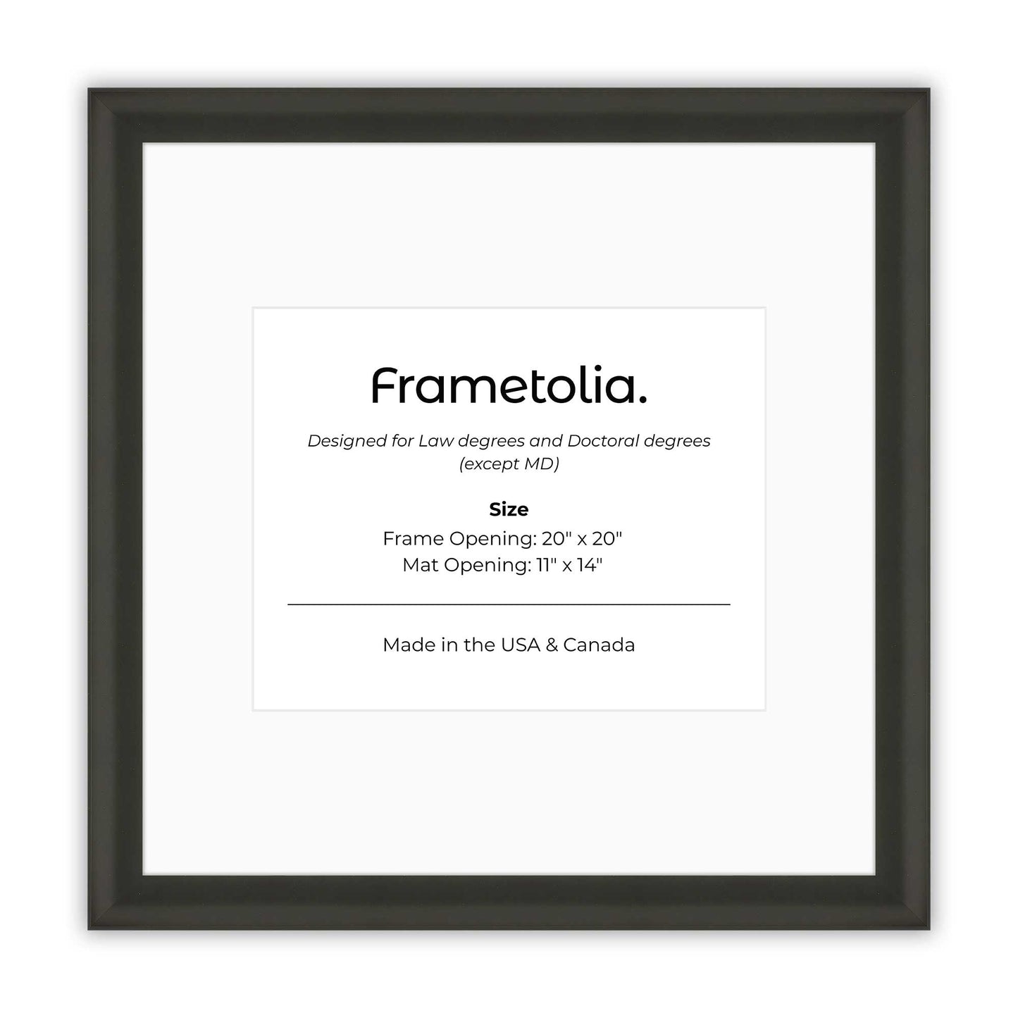 20" x 20" Satin Black FAMILY  Diploma Frame with Mat - 11 x 14 opening