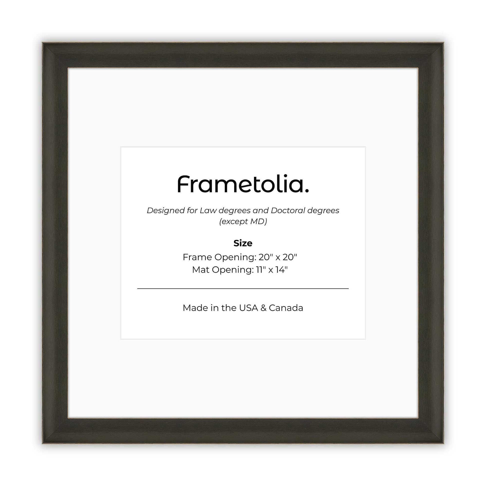20" x 20" Village Coal FAMILY  Diploma Frame with Mat - 11 x 14 opening