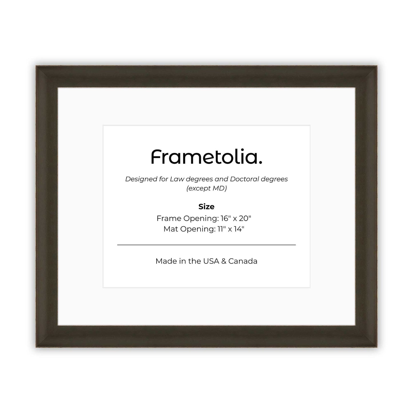 16" x 20" Bravo Brown FAMILY  Diploma Frame with Mat - 11 x 14 opening
