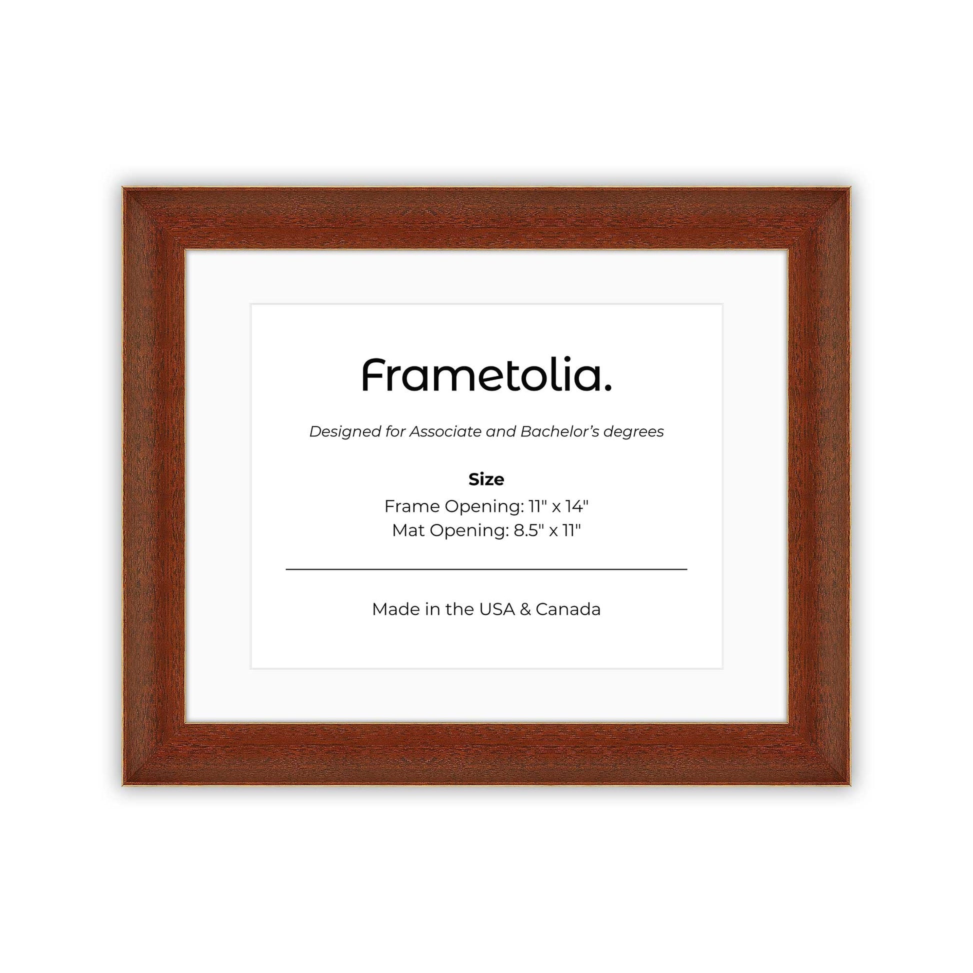 11" x 14" Honey FAMILY  Diploma Frame with mat -  8.5 x 11 opening