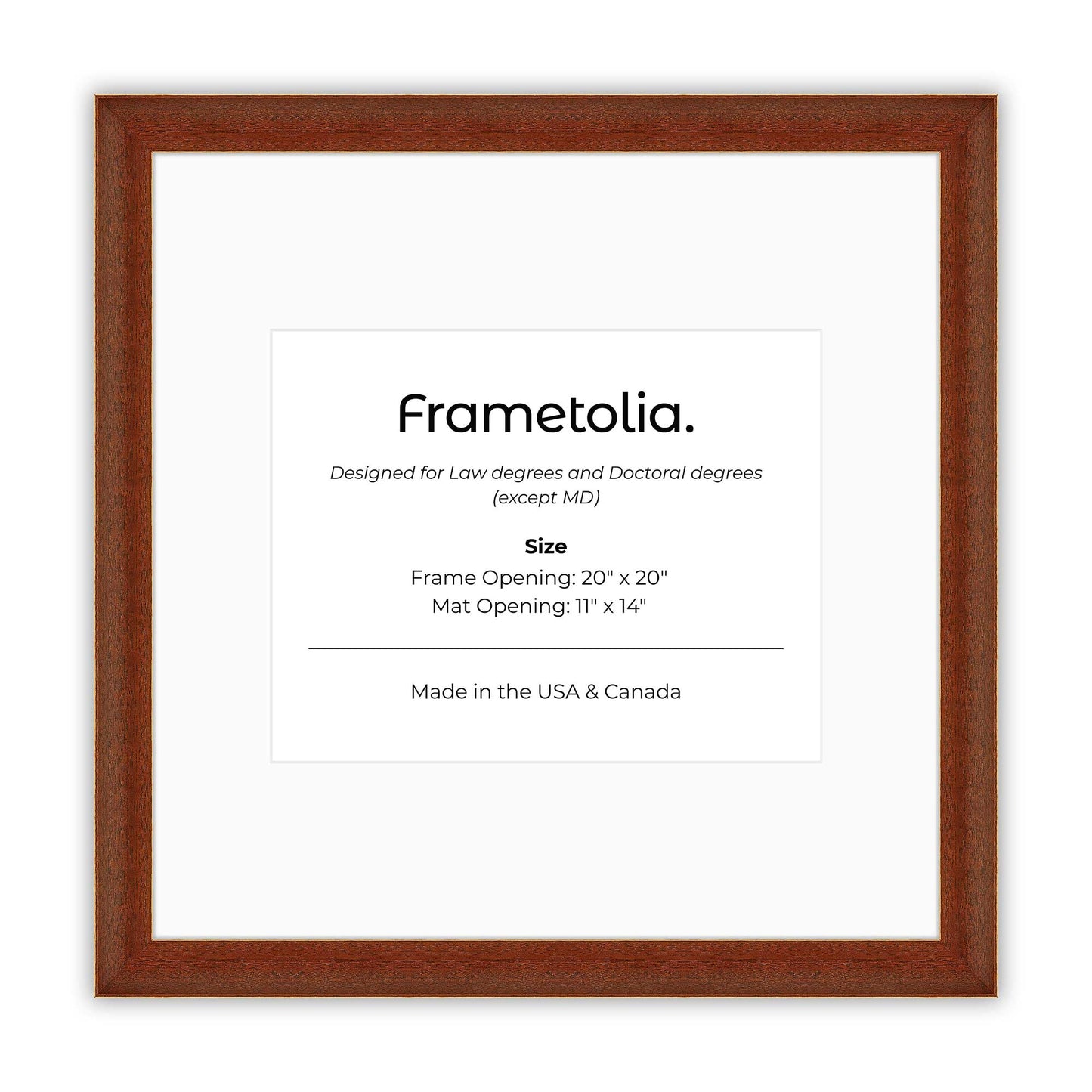 20" x 20" Honey FAMILY  Diploma Frame with Mat - 11 x 14 opening