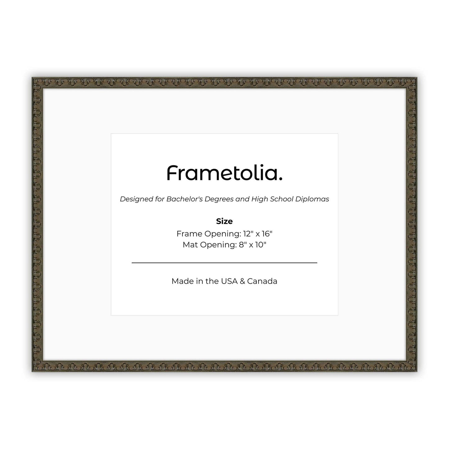 12" x 16" Raven Black FAMILY  Diploma Frame with Mat - 8 x 10 opening