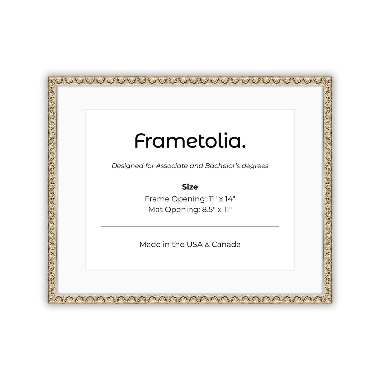 11" x 14" Sillver Leaf FAMILY  Diploma Frame with mat -  8.5 x 11 opening