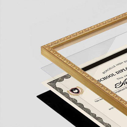 Gold Leaf FAMILY Wall Frame corner Close up with layers broken out