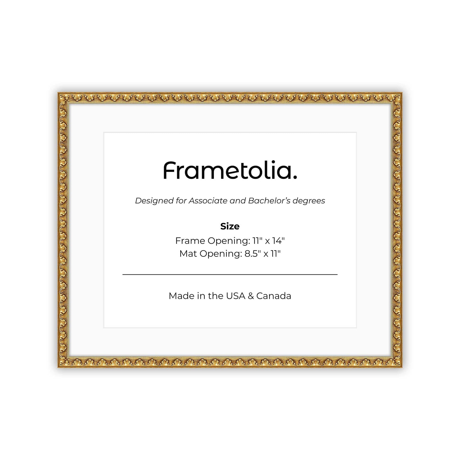 11" x 14" Gold Leaf FAMILY  Diploma Frame with mat -  8.5 x 11 opening