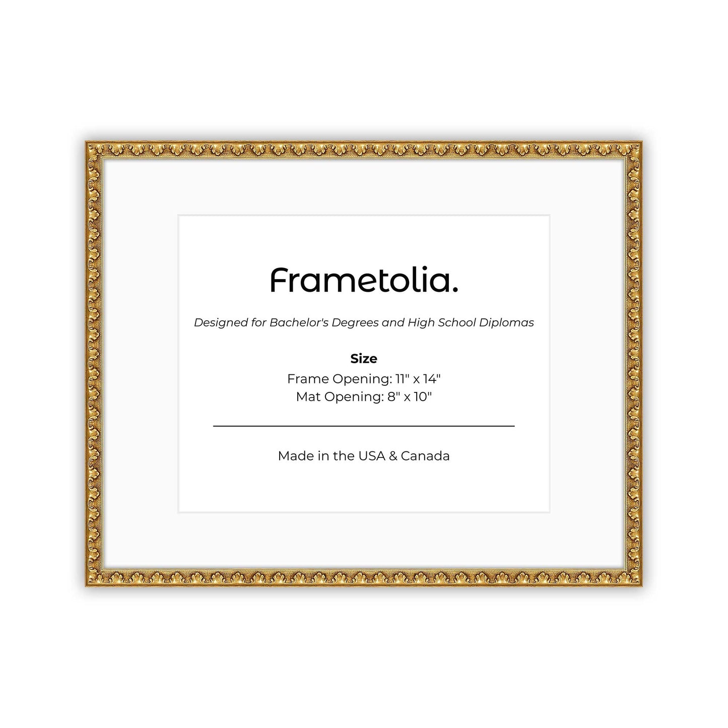 11" x 14" Gold Leaf FAMILY  Diploma Frame with Mat - 8 x 10 opening