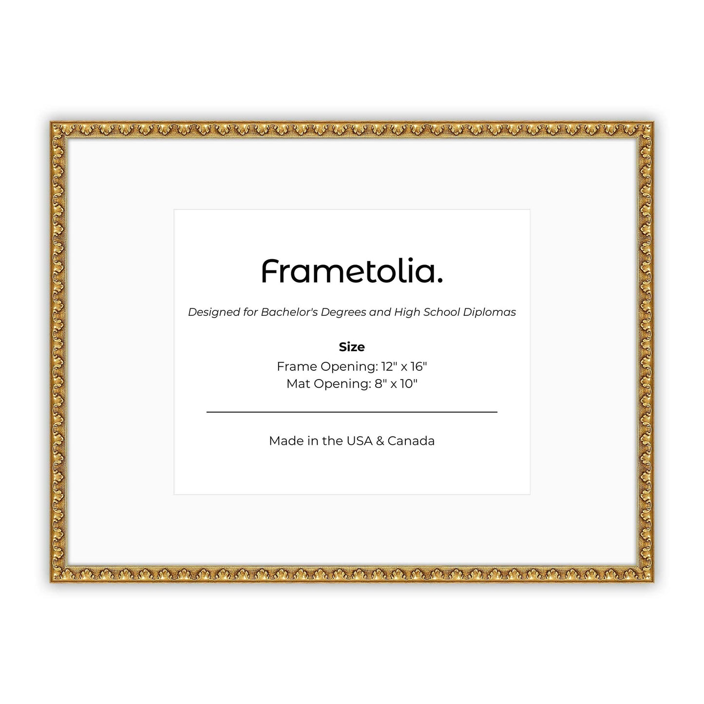 12" x 16" Gold Leaf FAMILY  Diploma Frame with Mat - 8 x 10 opening