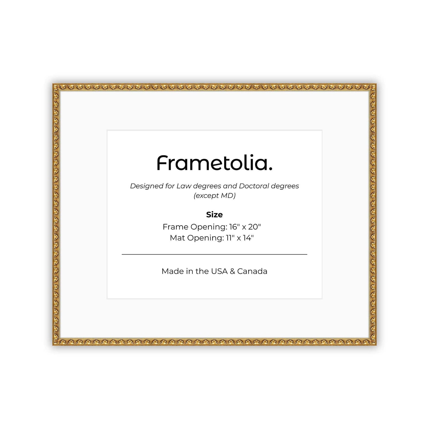 16" x 20" Gold Leaf FAMILY  Diploma Frame with Mat - 11 x 14 opening