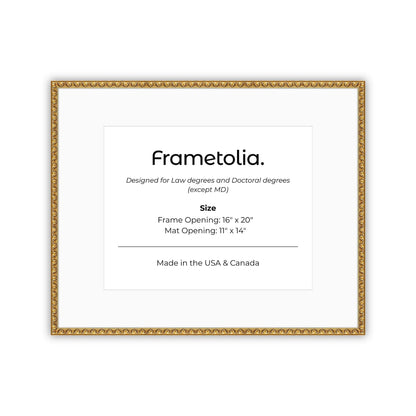 16" x 20" Gold Leaf FAMILY  Diploma Frame with Mat - 11 x 14 opening
