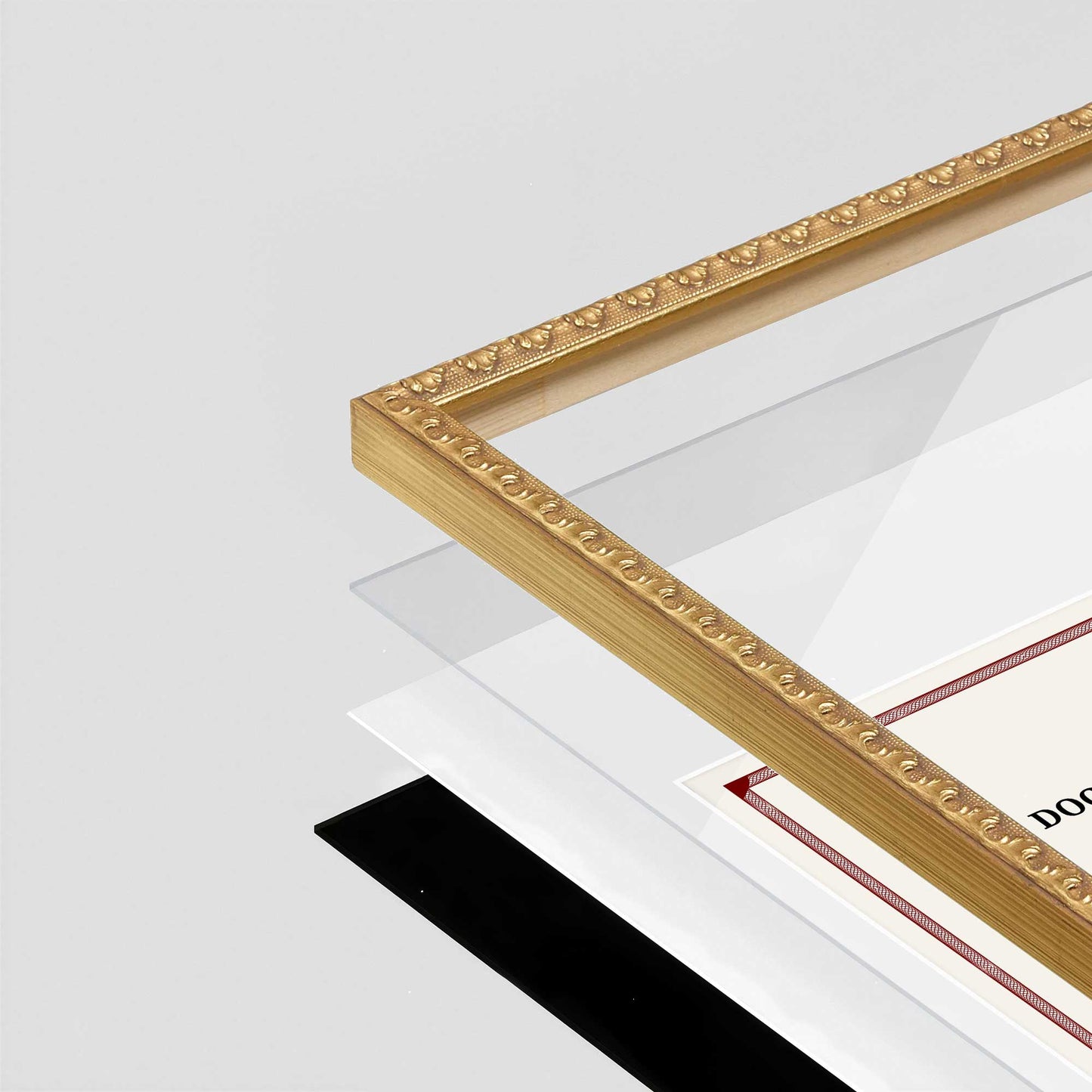Gold Leaf FAMILY Wall Frame corner Close up with layers broken out