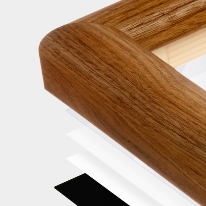 Light Walnut Hudson Valley Wall Frame corner Close up with layers broken out