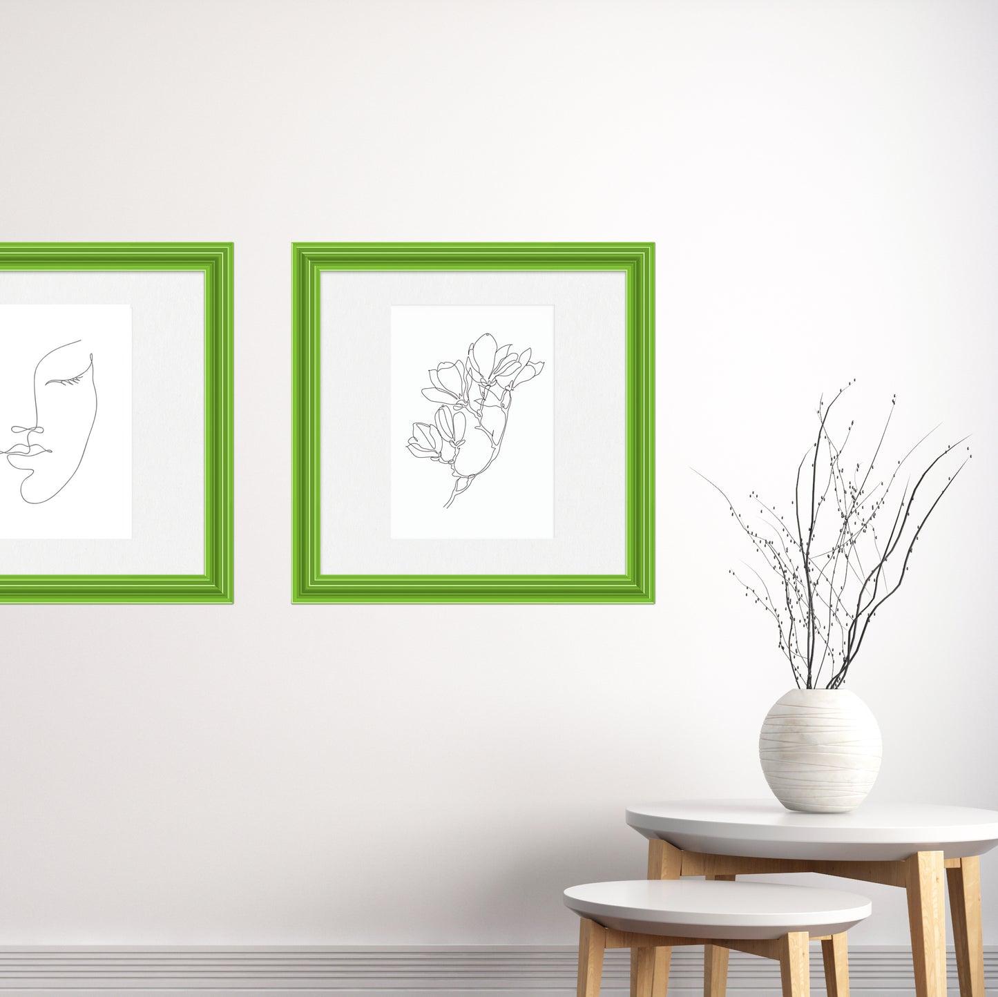 [LIFESTYLE],Fresh Lime Gloss Wide Width Wall Frame in a room