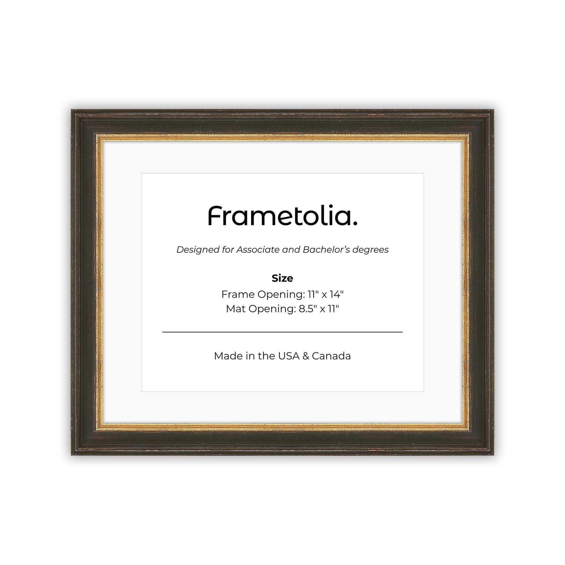 11" x 14" Black FAMILY  Diploma Frame with mat -  8.5 x 11 opening