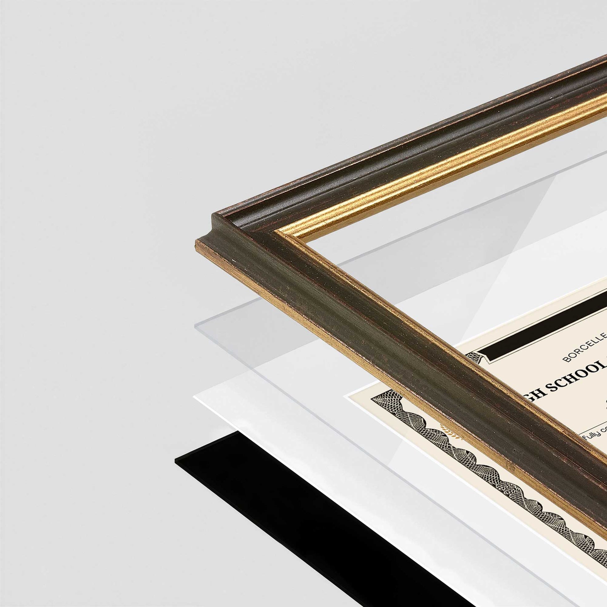 Black FAMILY Wall Frame corner Close up with layers broken out
