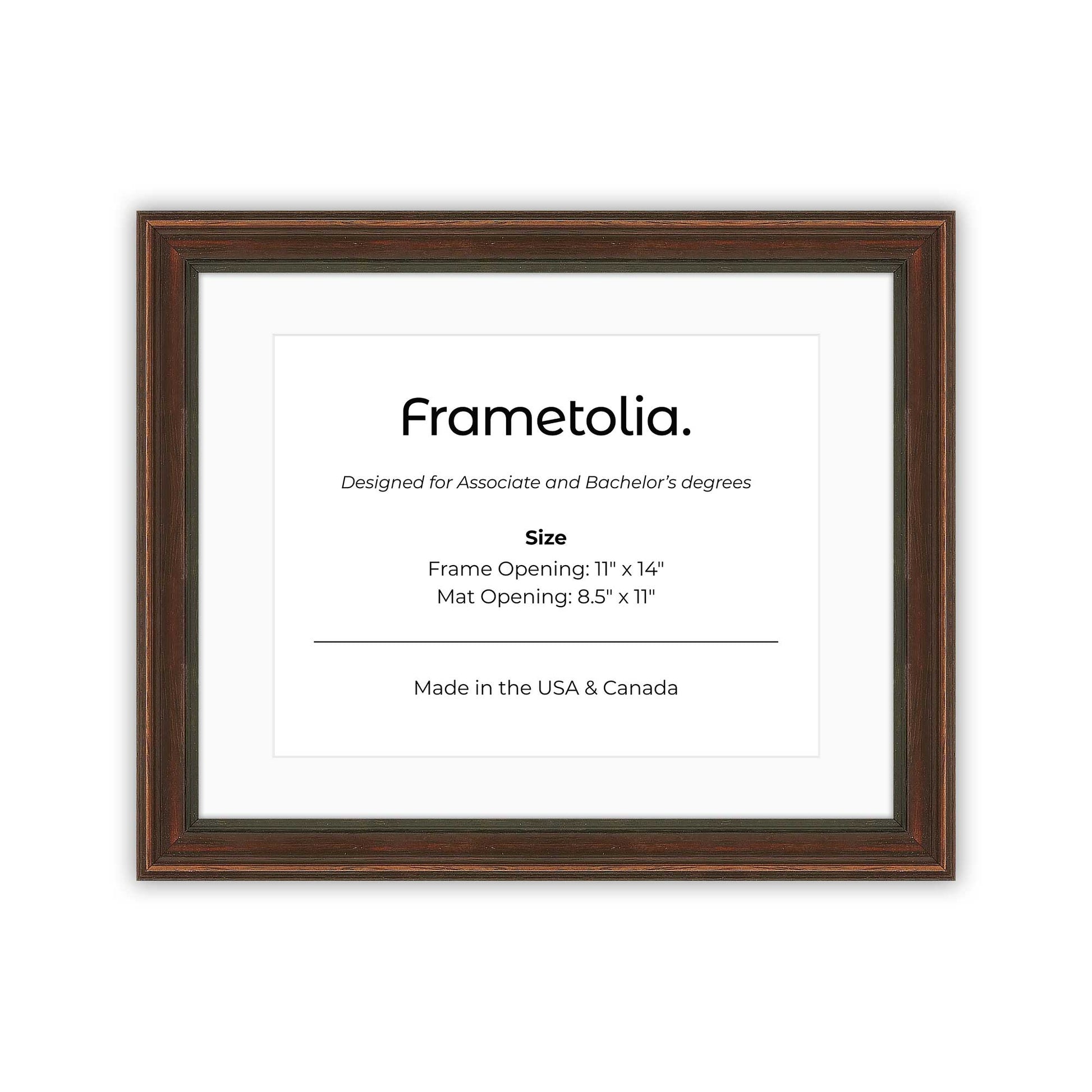 11" x 14" Walnut FAMILY  Diploma Frame with mat -  8.5 x 11 opening