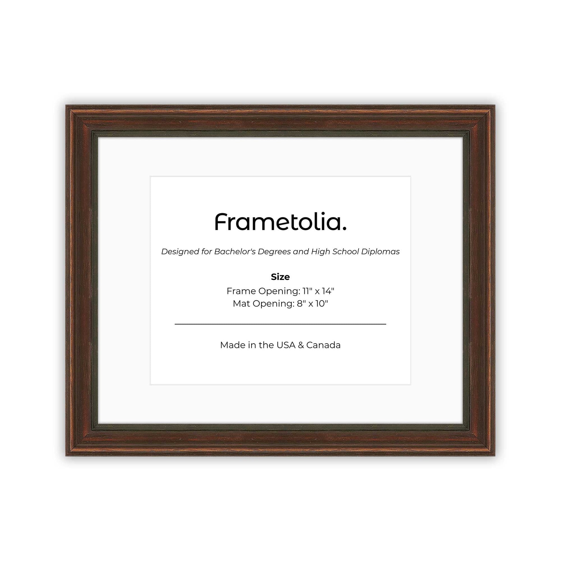 11" x 14" Walnut FAMILY  Diploma Frame with Mat - 8 x 10 opening