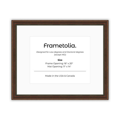16" x 20" Walnut FAMILY  Diploma Frame with Mat - 11 x 14 opening