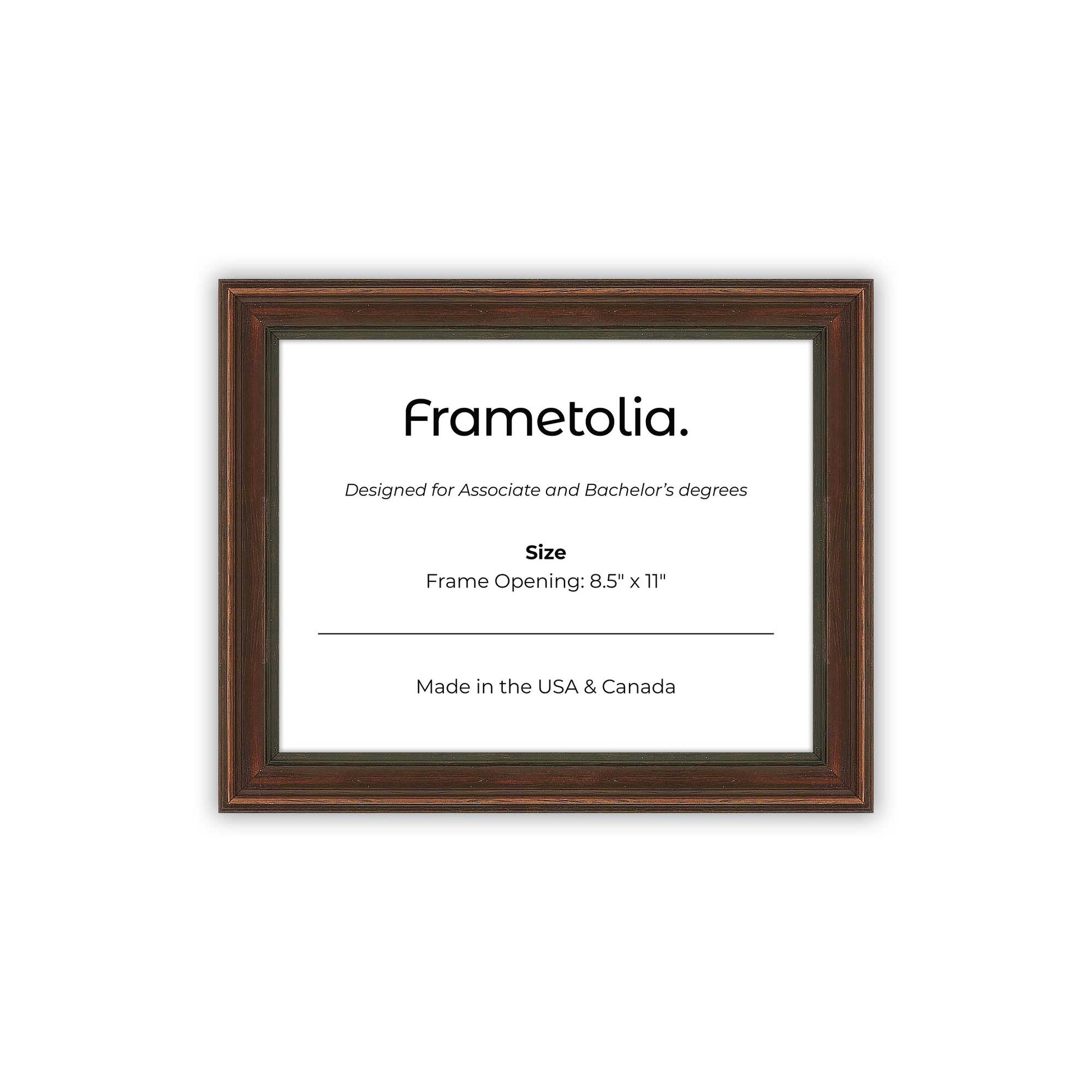 8.5" x 11" Walnut FAMILY  Diploma Frame - No Mat