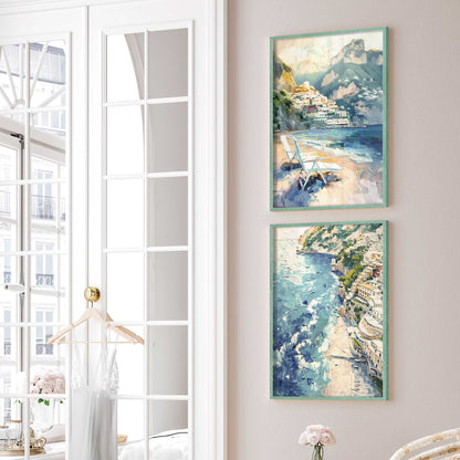 Positano Beachfront Serenade Set of 2 Print on Archival Matte Paper