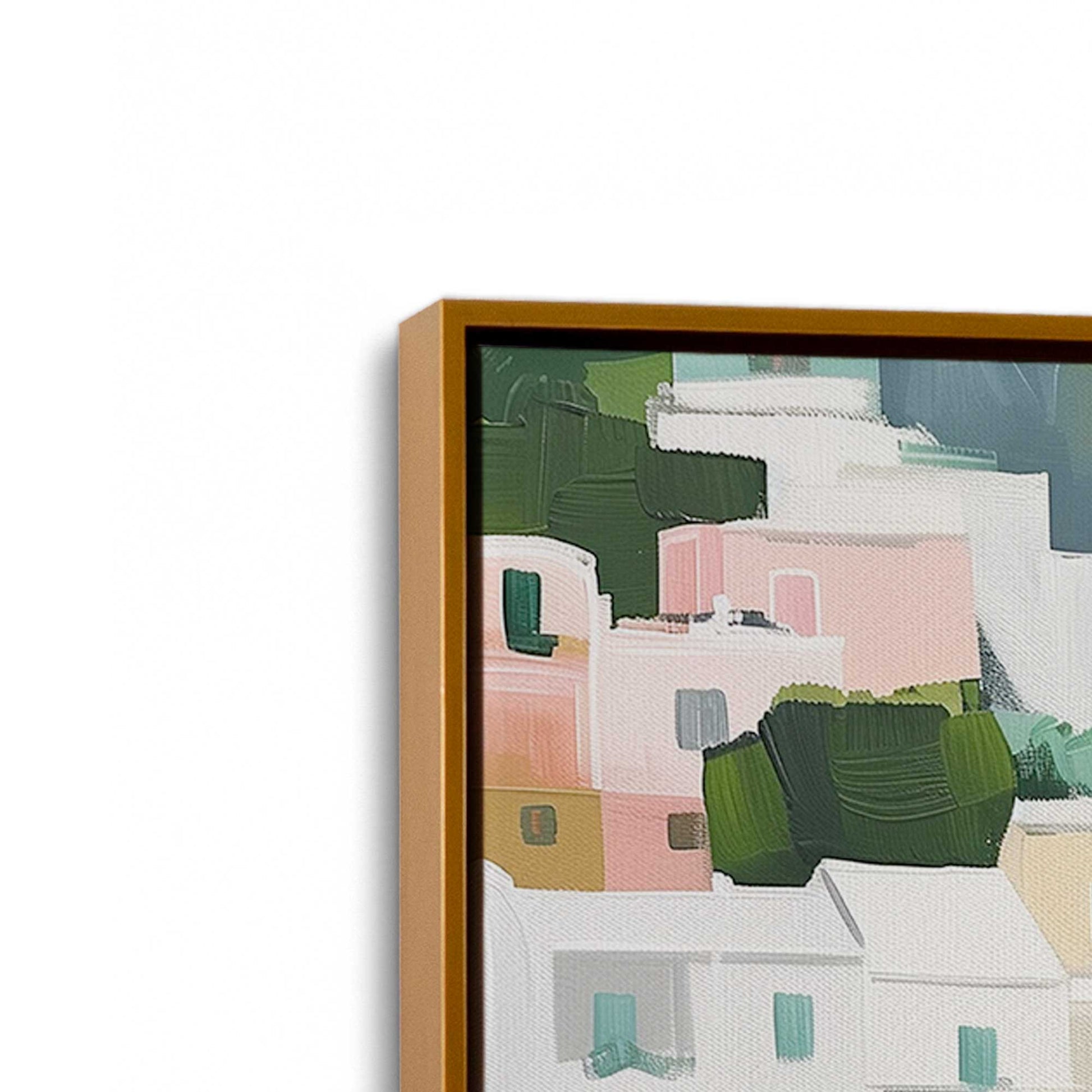 [Color:Polished Gold], Picture of art in a Polished Gold frame at an angle