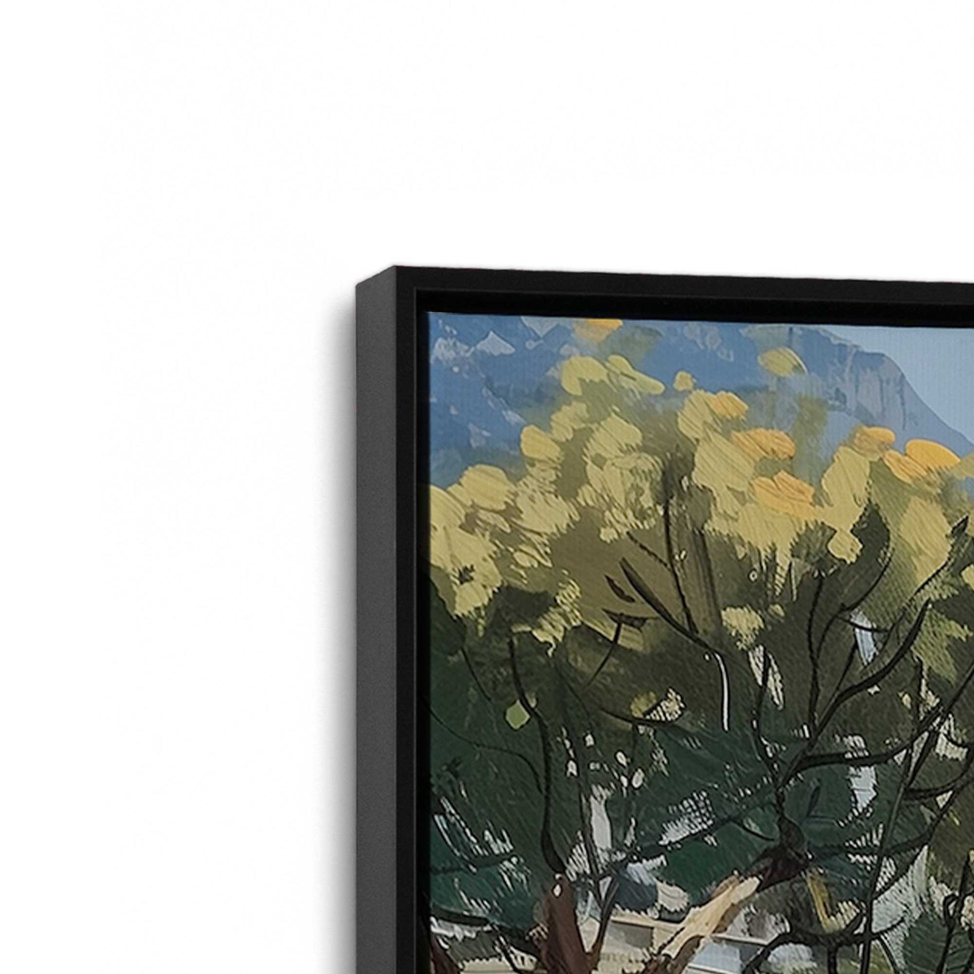 [Color:Satin Black], Picture of art in a Satin Black frame at an angle