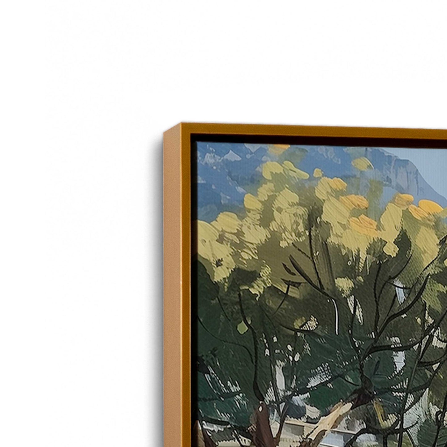 [Color:Polished Gold], Picture of art in a Polished Gold frame at an angle
