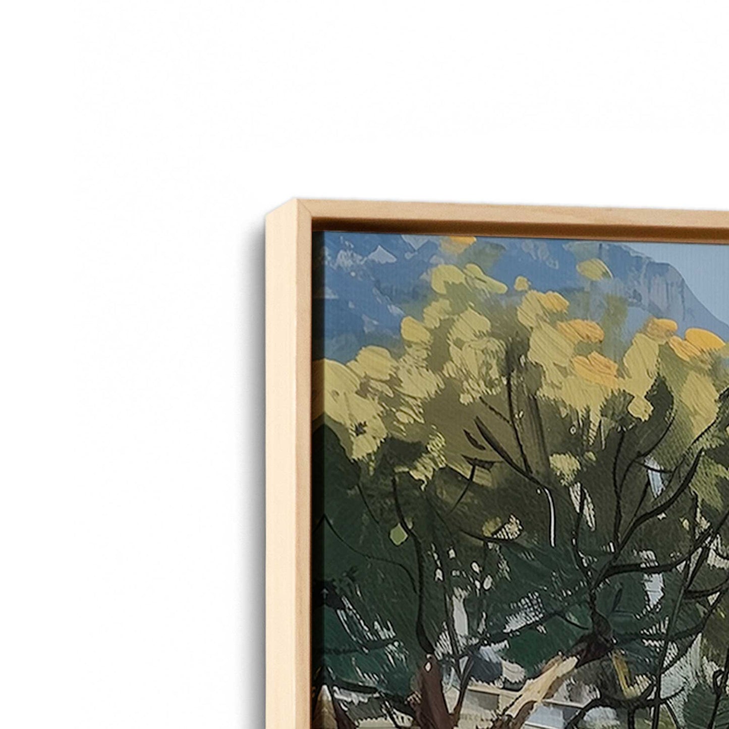 [Color:American Maple], Picture of art in a American Maple frame at an angle