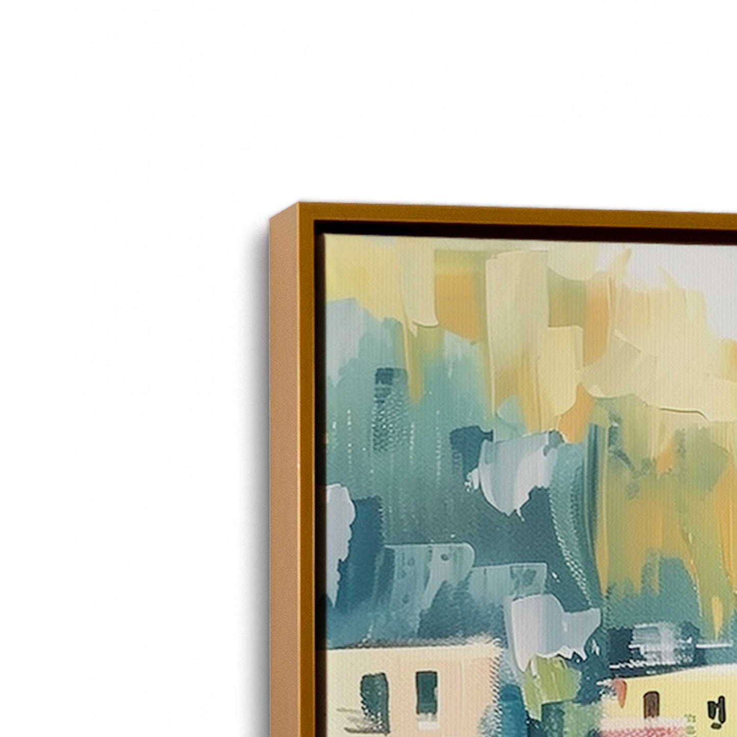 [Color:Polished Gold], Picture of art in a Polished Gold frame at an angle