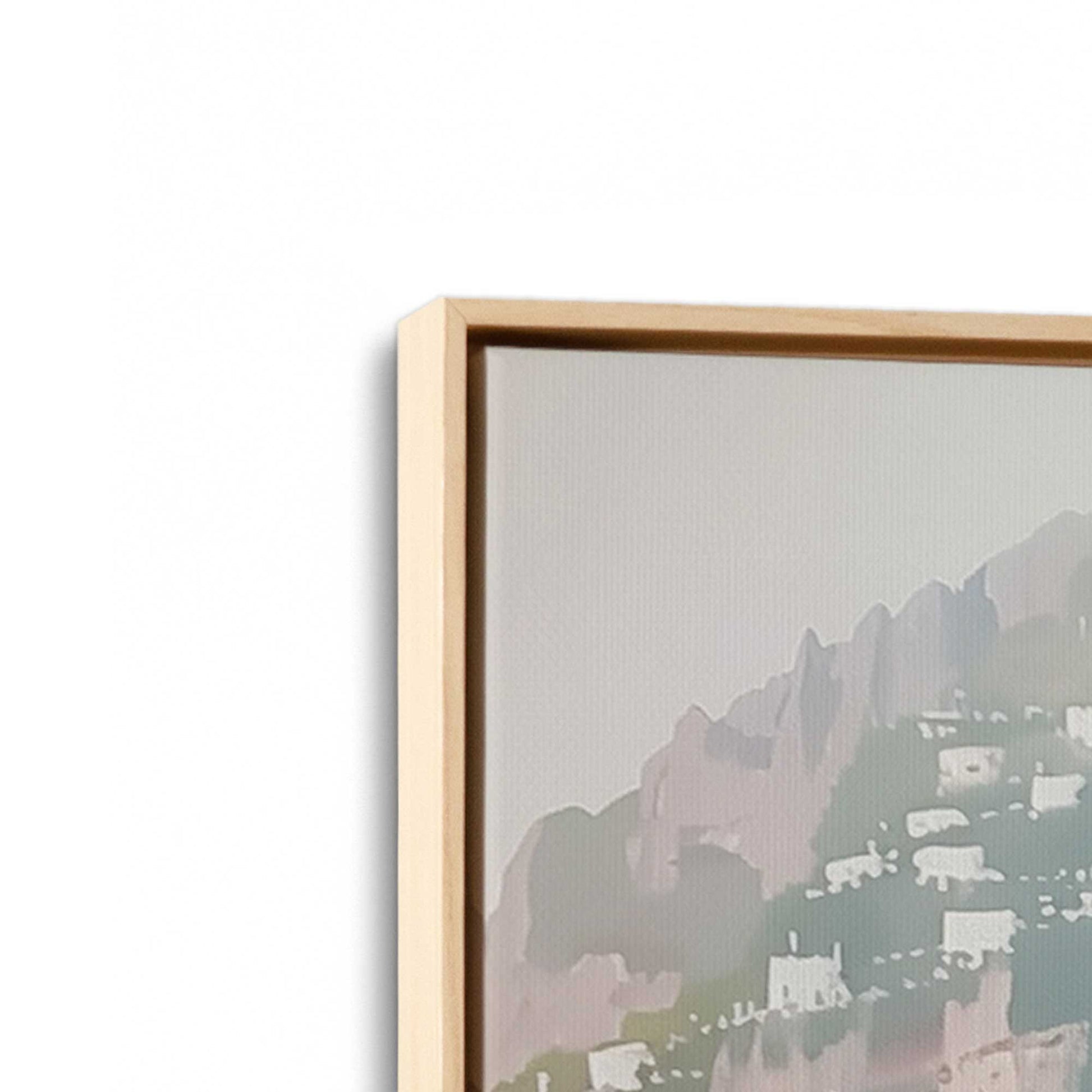 [Color:American Maple], Picture of art in a American Maple frame at an angle
