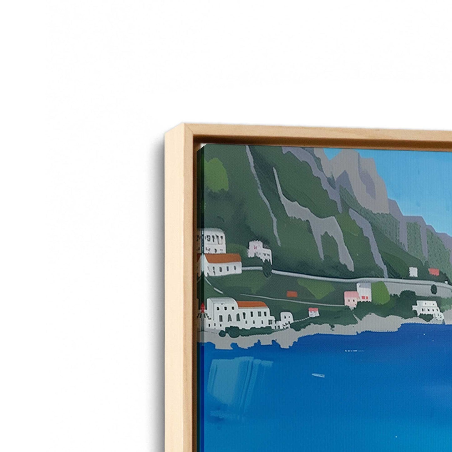 [Color:American Maple], Picture of art in a American Maple frame at an angle