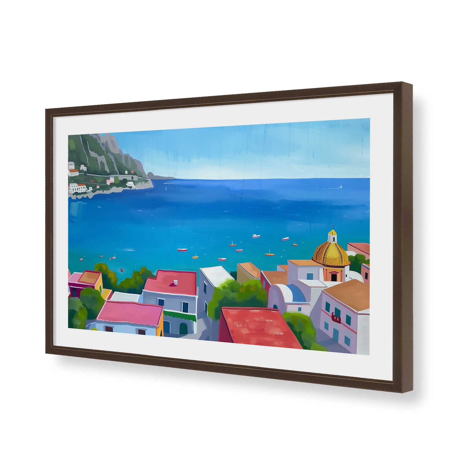 [Color:Brown], Picture of art in a Brown frame of the corner