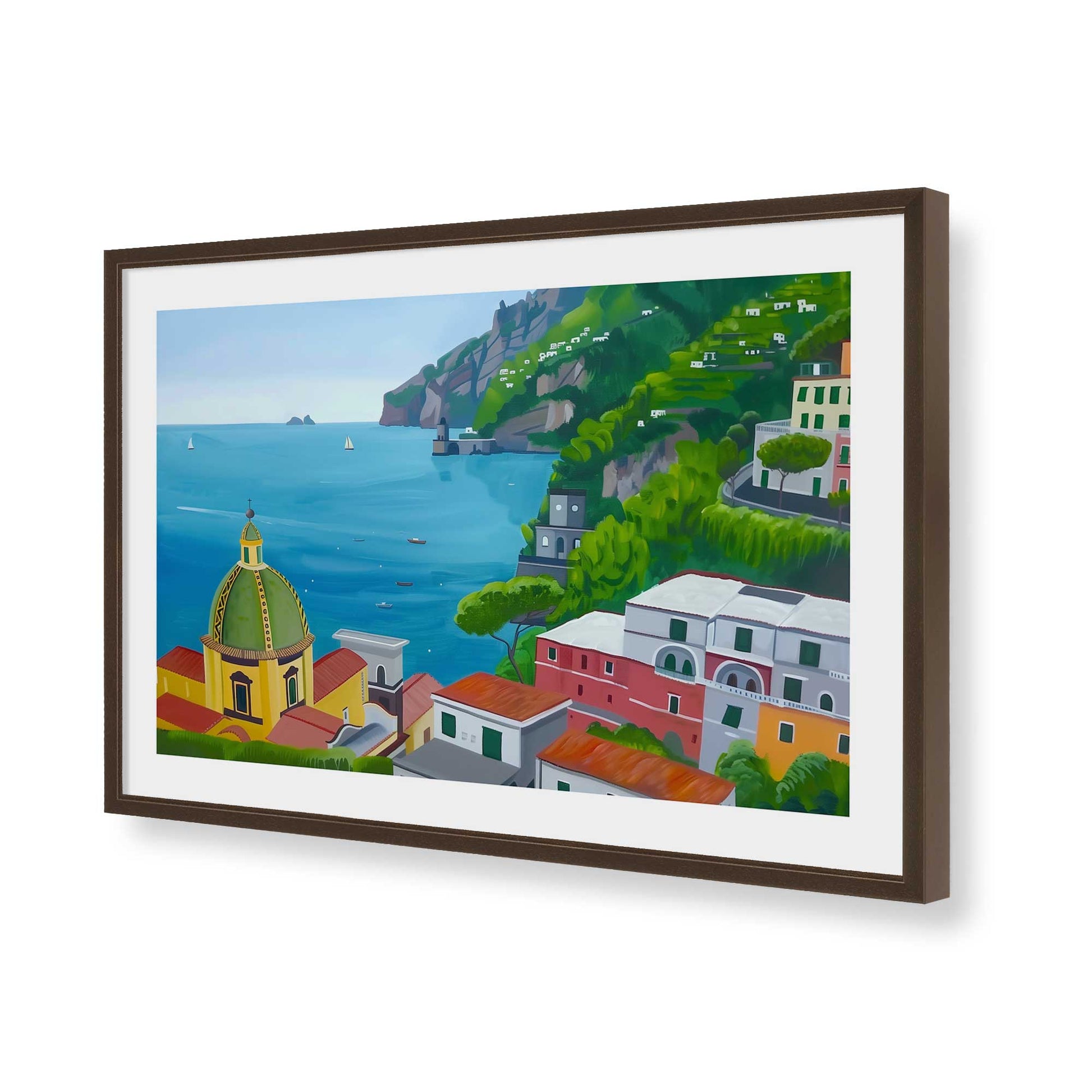 [Color:Brown], Picture of art in a Brown frame of the corner