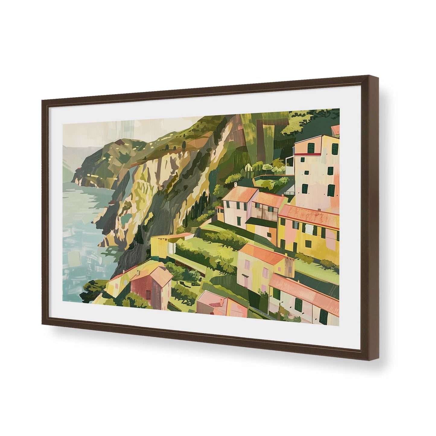 [Color:Brown], Picture of art in a Brown frame of the corner