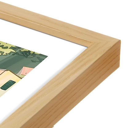 [Color:American Maple], Picture of art in a American Maple frame at an angle