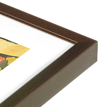 [Color:Brown], Picture of art in a Brown frame at an angle