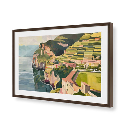 [Color:Brown], Picture of art in a Brown frame of the corner