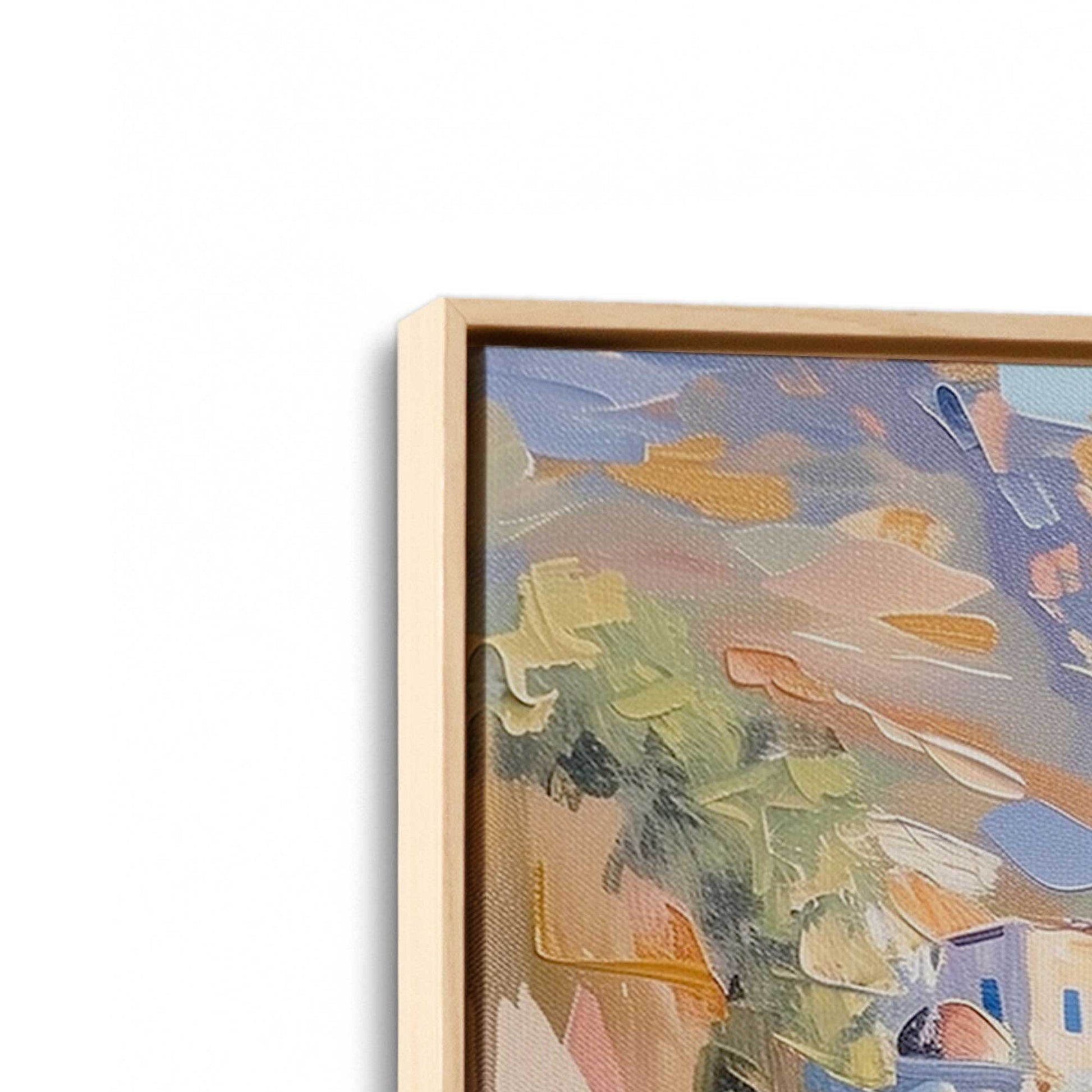 [Color:American Maple], Picture of art in a American Maple frame at an angle