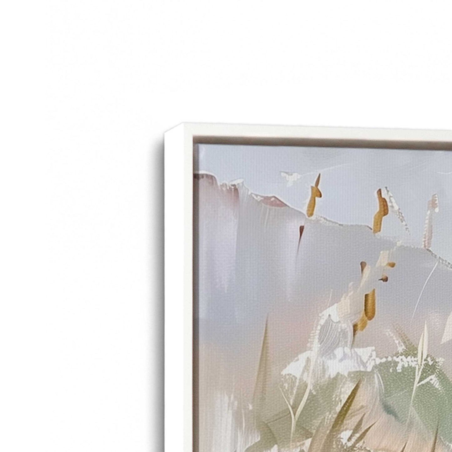 [Color:Opaque White], Picture of art in a White frame at an angle
