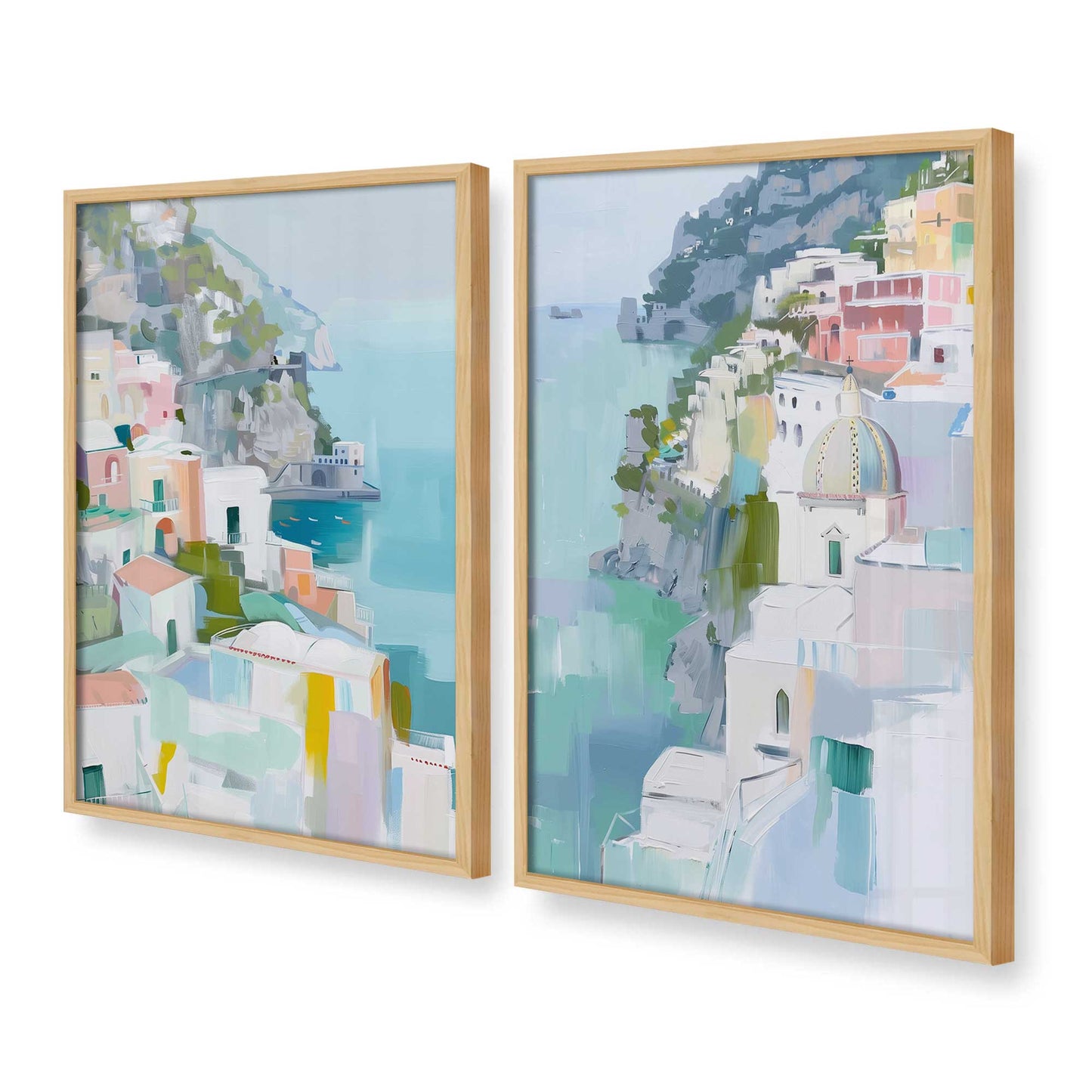 [Color:American Maple], Picture of art in a American Maple frame at an angle