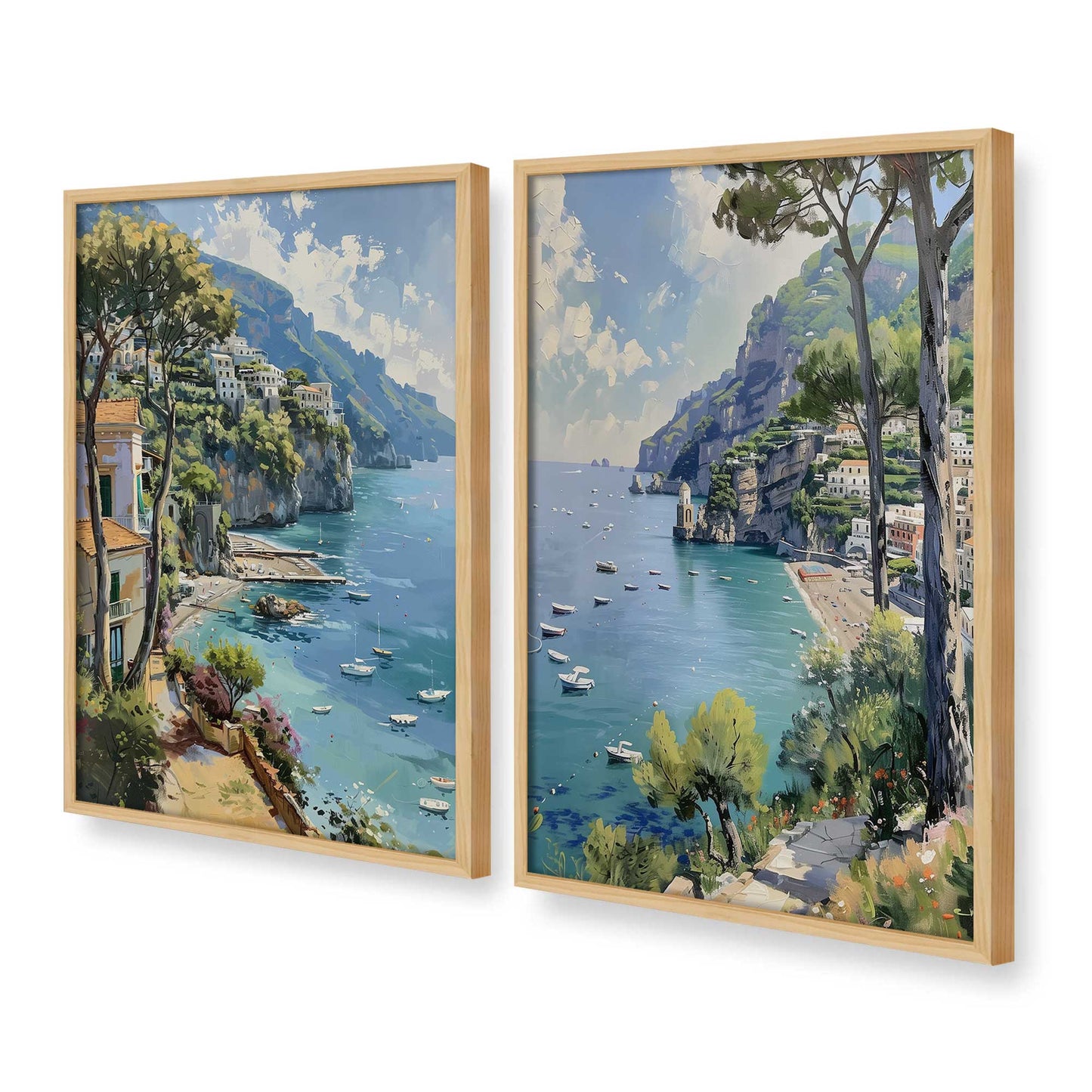 [Color:American Maple], Picture of art in a American Maple frame at an angle