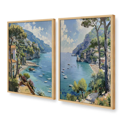 [Color:American Maple], Picture of art in a American Maple frame at an angle