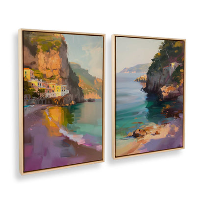 [Color:American Maple], Picture of art in a American Maple frame at an angle
