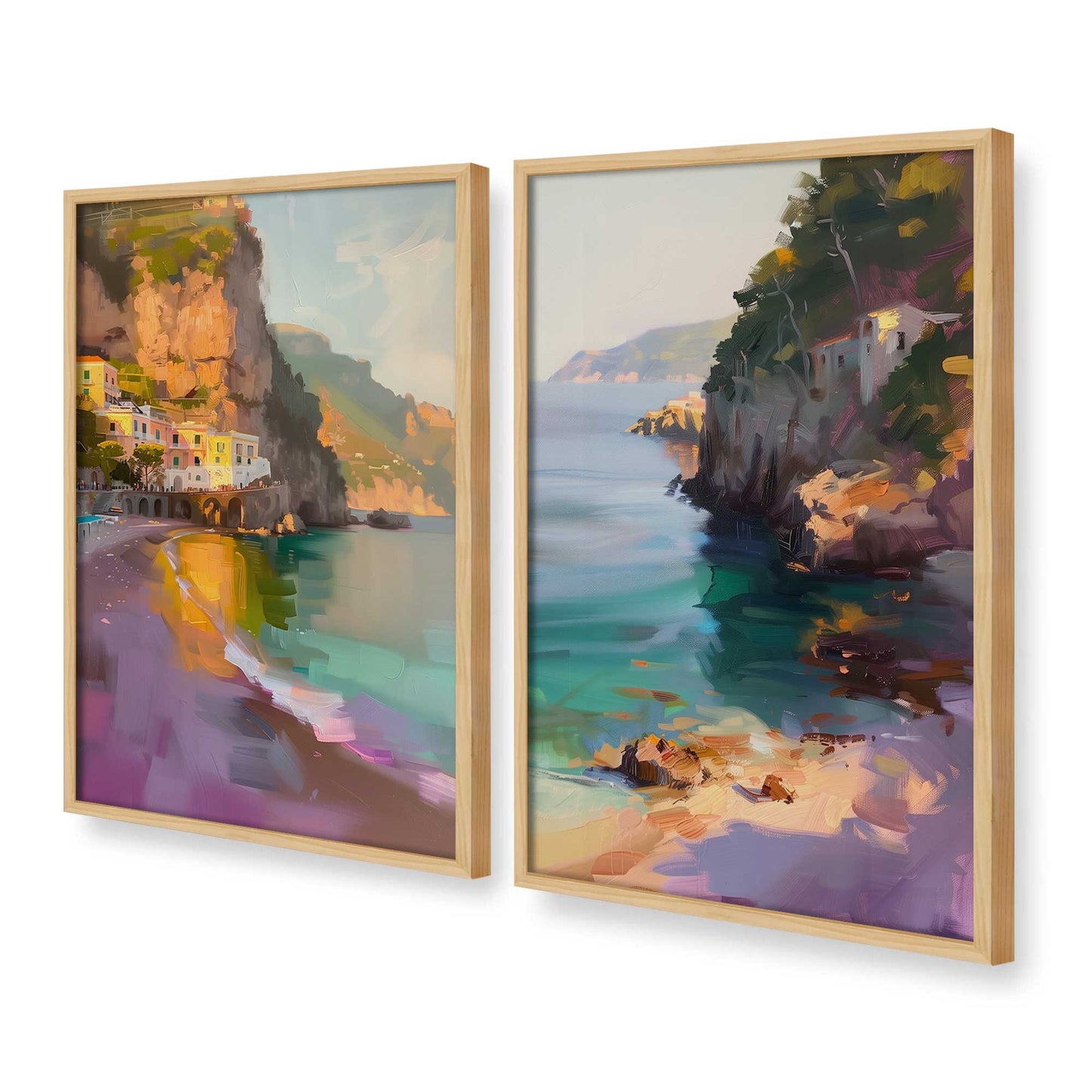 [Color:American Maple], Picture of art in a American Maple frame at an angle