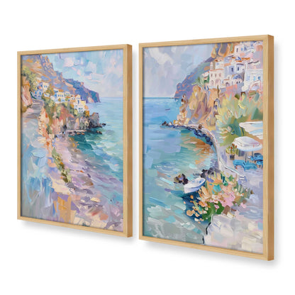 [Color:American Maple], Picture of art in a American Maple frame at an angle
