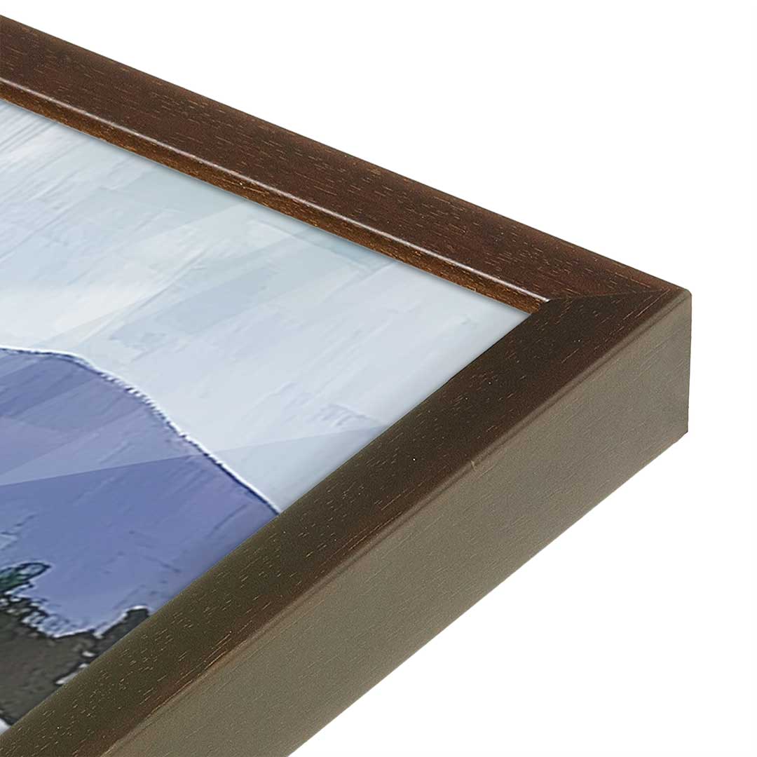 [Color:Brown], Picture of art in a Brown frame at an angle