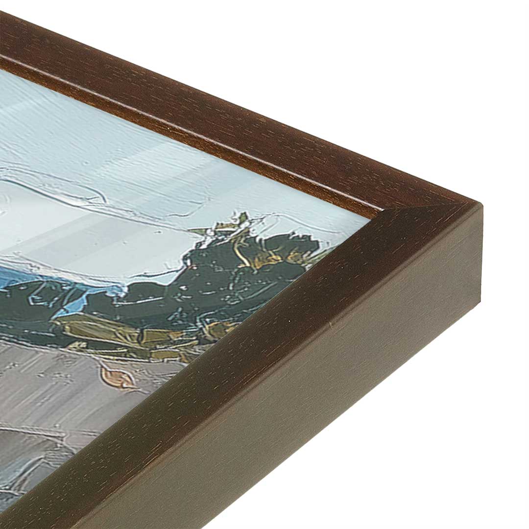 [Color:Brown], Picture of art in a Brown frame at an angle