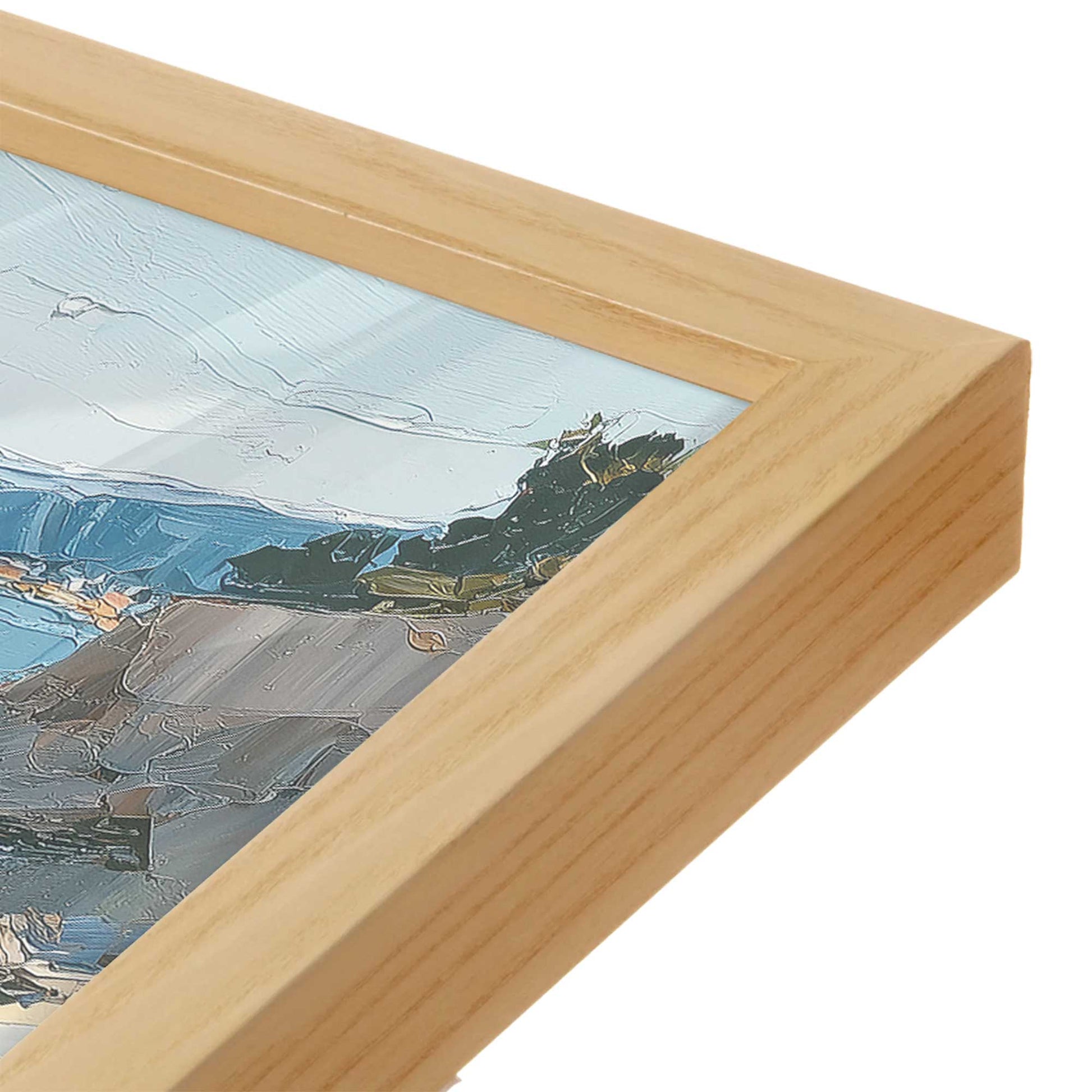 [Color:American Maple], Picture of art in a American Maple frame at an angle